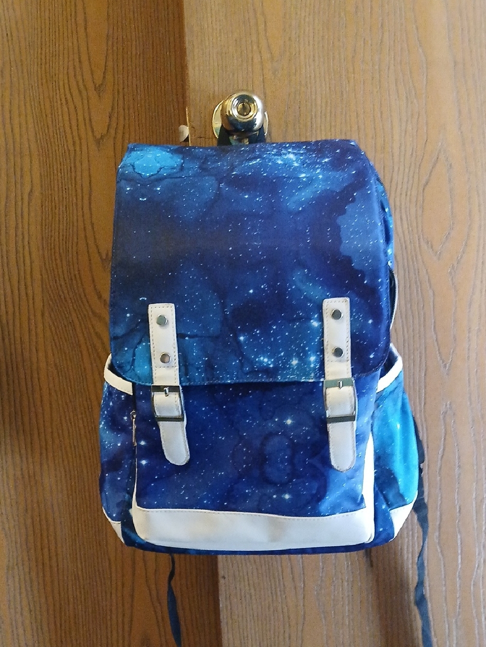 Galaxy Print Laptop Backpack with White Trim
